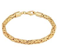 Kuzzoi Buddha Silber Armband für Herren, handgefertigtes Königsketten Armband (5 mm) aus 925 Silber vergoldet, goldenes Königsarmband für Männer, Länge 19 cm