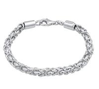 Kuzzoi Buddha Silber Armband für Herren, handgefertigtes Königsketten Armband (5 mm) aus 925 Sterling Silber, massives Königsarmband für Männer, Länge 21 cm