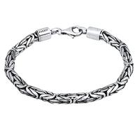 Kuzzoi Buddha Silber Armband für Herren, handgefertigtes Königsketten Armband (5 mm) aus oxidierten 925 Sterling Silber, massives Königsarmband für Männer, Länge 19 cm