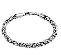 Kuzzoi Buddha Silber Armband für Herren, handgefertigtes Königsketten Armband (5 mm) aus oxidierten 925 Sterling Silber, massives Königsarmband für Männer, 21.5g schwer, 0202282422 (23.00, Zentimeter)