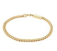 Kuzzoi Buddha Silber-Armband goldfarben für Herren, handgefertigtes Panzerarmband aus echten massiven 925 Sterling Silber vergoldet, Herrenarmband mit Federring, 5mm breit, 10g schwer Länge 23 cm