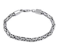 Kuzzoi Buddha Silber-Armband Herren 4 mm Königskettenarmband 925 Silber | massives handgefertigtes Herrenarmband mit Karabiner 18g