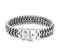 Kuzzoi Buddha Silber-Armband Herren 925 Silber 15 mm Panzer-Armband