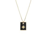 KUZZOI Dog Tag Kette Emaille Schwarz Stern 925 Silber goldfarben Herren