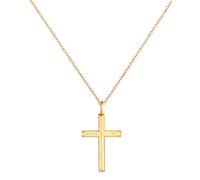 Kuzzoi Exklusive Herren Halskette glänzend vergoldet mit Kreuz Anhänger (30 mm) im Basic Style, Massive Kette für Mann und Freund mit religiösem Kreuz aus 925 Sterling Silber, Länge 60 cm