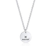 Kuzzoi Exklusive Herren Halskette mit Coin Anhänger (20 mm) im lässigen Look mit Logo oxidiert, Massive Kette für Mann oder Freund, Robuste Kette aus 925 Sterling Silber, Länge 60 cm