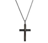 Kuzzoi Exklusive Herren Halskette oxidiert geschwärzt mit Kreuz Anhänger (30 mm) im Basic Style, Massive Kette für Mann und Freund mit religiösem Kreuz aus 925 Sterling Silber, Länge 60 cm (Black)