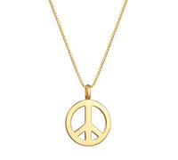 Kuzzoi Exklusive Herren Halskette poliert mit Peace Anhänger (18 mm) im Hippie Look, Goldene Kette für Mann oder Freund, Venezianer Kette aus 925 Sterling Silber vergoldet, Länge 60 cm