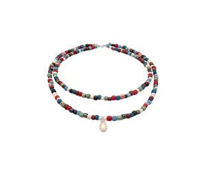 KUZZOI Glas Beads Layer Bunt Süßwasserzuchtperlen 925 Silber 45 Herren