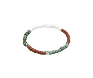 KUZZOI Glass Beads Weiß-Braun 925 Silber 19 Herren