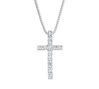 Kuzzoi Exklusive Herren Halskette mit funkelnden Kreuz Anhänger (24 mm) für Mann Freund Jungs aus 925 Sterling Silber religiöser Kristalle Ketten Anhänger, Länge 60 cm