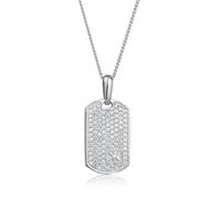 Kuzzoi Halsketten - Halskette Dog-Tag Zirkonia Weiß 925 Sterling Silbe - Gr. unisize - in Silber - für Damen