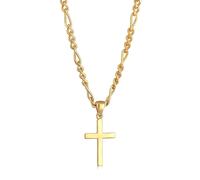 Kuzzoi Halsketten - Halskette Herren Figarokette Kreuz 925 Silber - Gr. unisize - in Gold - für Damen