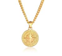 Kuzzoi Halsketten - Halskette Herren Panzerkette Kompass Cool Massiv 9 - Gr. unisize - in Gold - für Damen