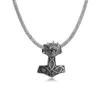 Kuzzoi Halsketten - Halskette Herren Schlangenkette mit Thor's Hammer - Gr. unisize - in Silber - für Damen