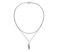 Kuzzoi Halsketten - Halskette Layer Feder Anhänger 925 Sterling Silber - Gr. unisize - in Silber - für Damen