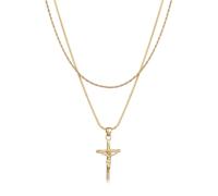 Kuzzoi Halskette Layer Kreuz Kordelkette 925 Silber, gold Gold