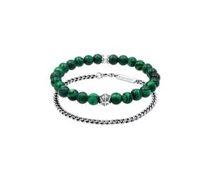 KUZZOI Herren 2er Set Oxidiert Malachit Look 925 Silber 23