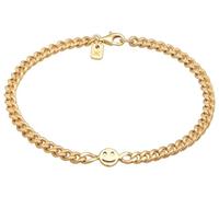 Kuzzoi Herren 925 Silber Glieder Armband (5 mm) Smile Face | Emoji Motiv aus vergoldeten Länge 19cm