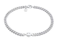 Kuzzoi Herren 925 Silber Silber-Armband (5 mm) Panzerarmband | Smile Face Emoji Anhänger 925 Silber Länge 19cm