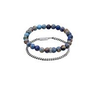 KUZZOI Herren Achat Blau Panzerkette 2er Set 925 Silber 19