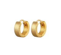 Herren Creolen 925 Sterling Silber - Rund Gebürstet - 24K Echtgold-Vergoldung - Hochwertige Hoop-Ohrringe (13mm) für Männer