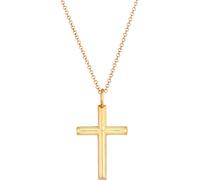 Kuzzoi Exklusive Herren Halskette glänzend vergoldet mit Kreuz Anhänger (30 mm) im Basic Style, Massive Kette für Mann und Freund mit religiösem Kreuz aus 925 Sterling Silber, Länge 60 cm