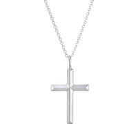 Kuzzoi Exklusive Herren Halskette glänzend poliert mit Kreuz Anhänger (30 mm) im Basic Style, Massive Kette für Mann und Freund mit religiösem Kreuz aus 925 Sterling Silber, Länge 60 cm (silber)