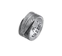 KUZZOI, Ring Herren Feder Vintage Trend Oxidiert 925 Silber in silber, für Herren Gr. 64 mm
