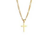 KUZZOI Herren Figarokette Kreuz 925 Silber goldfarben
