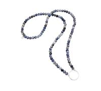 Kuzzoi Herren Halskette aus Achat Perlen (6 mm) und Charm Träger in 925 Sterling Silber Herrenkette für den Mann Länge 70 cm
