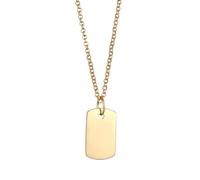 Kuzzoi Herren Halskette mit Anhänger Gravur Platte (15 mm) poliert 375 Gelbgold Dog Tag Kette mit Erkennungsmarken Design für den Mann Goldkette Länge 50 cm