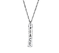 Kuzzoi Herren Halskette mit Anhänger Gravur Platte (30 mm), Herrenkette aus 925 Sterling Silber, Gedrehte Gliederkette mit PEACE Anhänger, Kette Silber für den Mann, Länge 60 cm