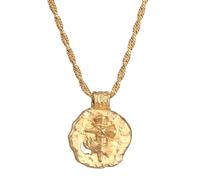 Kuzzoi Herren Halskette mit antiker Münze (14 mm) in 925 Sterling Silber vergoldet handgefertigte maskuline Kette für den Mann mit Kreuz Symbol, Länge 55 cm