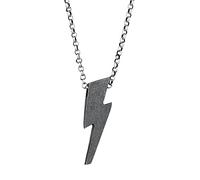Kuzzoi Herren Halskette mit Blitz Anhänger (20 mm) in 925 Sterling Silber oxidiert, Kette mit Geometrischen Blitz Symbol für den Mann, Herrenkette silber 925 oxidiert mit Anhänger, Länge 55 cm