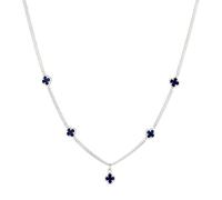 Kuzzoi Herren Halskette mit Kleeblatt Anhänger (8 mm) Emaille Blau für den Mann in 925 Sterling Silber Herrenkette handgefertigt Länge: 45 cm
