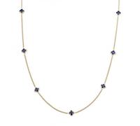 Kuzzoi Herren Halskette mit Kleeblatt Anhänger (8 mm) Emaille Blau für den Mann in 925 Sterling Silber vergoldet Herrenkette handgefertigt Länge: 50 cm