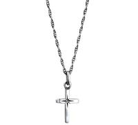 Kuzzoi Herren Halskette mit Kreuz Anhänger (14 mm) aus 925 Sterling Silber für Mann Freund Sohn aus 925 Sterling Silber, Vintage Kreuzkette oxidiert Länge 50 cm