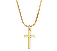 KUZZOI - KUZZOI Halskette Herren Kreuz Flach Kordelkette 925 Silber Ketten