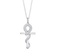 Kuzzoi Herren Halskette mit Kreuz Schlange Anhänger (36 mm), Herrenkette aus 925 Sterling Silber, Bikerkette für den Mann, Kette Silber mit Kultsymbol