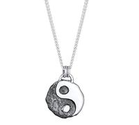 Kuzzoi Herren Halskette mit modischen Symbol Anhänger (16 mm) in 925 Sterling Silber, Coole Herrenkette im Yin Yang Design, Kette mit Anhänger für den Mann, chinesischer Symbolschmuck, Länge 55 cm