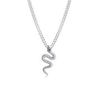 Kuzzoi Herren Halskette mit Schlangen Symbol Anhänger (40 mm) im glänzenden Look deteilgetreu gefertigt, massive Panzerkette aus 925 Sterling Silber, Länge 50 cm