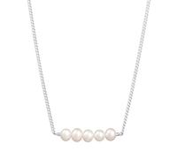 Kuzzoi Herren Halskette mit Süßwasserperlen (4-4.5 mm), Modische Gliederkette für Mann und Frau mit Perlen-Anhänger aus 925 Sterling Silber, Länge 45 cm