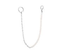 KUZZOI Herren Hosenkette Geldbörsenkette Muschelkernperle Weiß 925 Sterling Silber 38