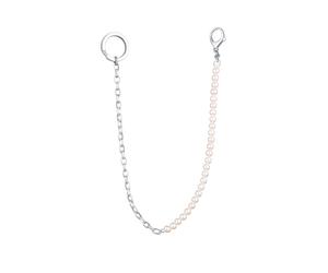 KUZZOI Herren Hosenkette Geldbörsenkette Muschelkernperle Weiß 925 Sterling Silber 38