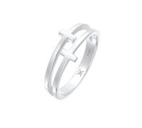 Kuzzoi Ring Herren Kreuz Double 925 Silber, silber Silber