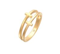 Kuzzoi Herrenring mit Kreuz Symbol poliert, Kreuzring (10 mm) für Männer aus 925 Sterling Silber vergoldet, Goldener Silberring Bandring, Ringgröße 64, 0605291922_64