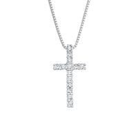 Kuzzoi Halskette Herren Kreuz Kristalle Religion 925 Silber, silber Silber
