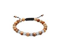 KUZZOI, Armband Herren Kugel Achat Jasper Look 925er Silber in mittelbraun, für Herren Gr. 19 cm