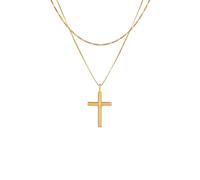 KUZZOI Herren Layer Kreuz Religion 925 Silber goldfarben